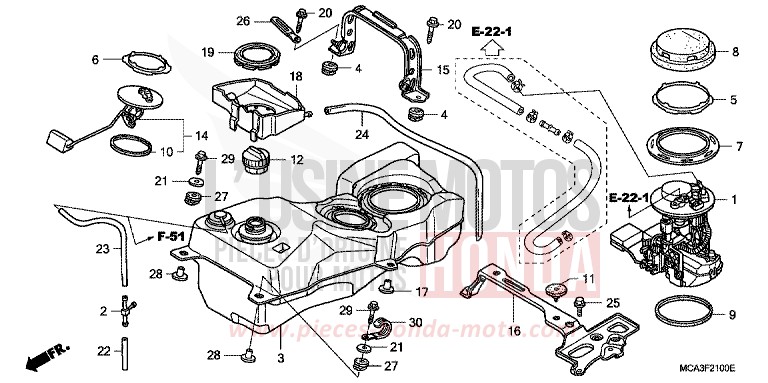 RESERVOIR A CARBURANT de Gold Wing BILLET SILVER METALLIC (NHA27B) de 2005